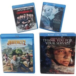 Lot of 4 Blu ray DVD: Expendables Journey2 Wild River Thank You For Your Service